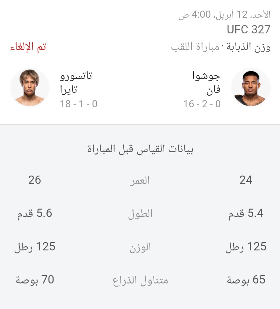 تغييرات مفاجئة في بطاقة UFC 327 بعد تأجيل نزال اللقب