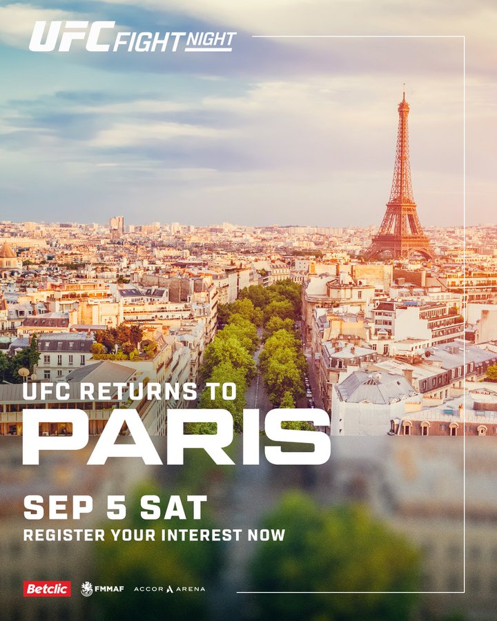 UFC تعلن رسميًا عودتها إلى باريس في سبتمبر المقبل