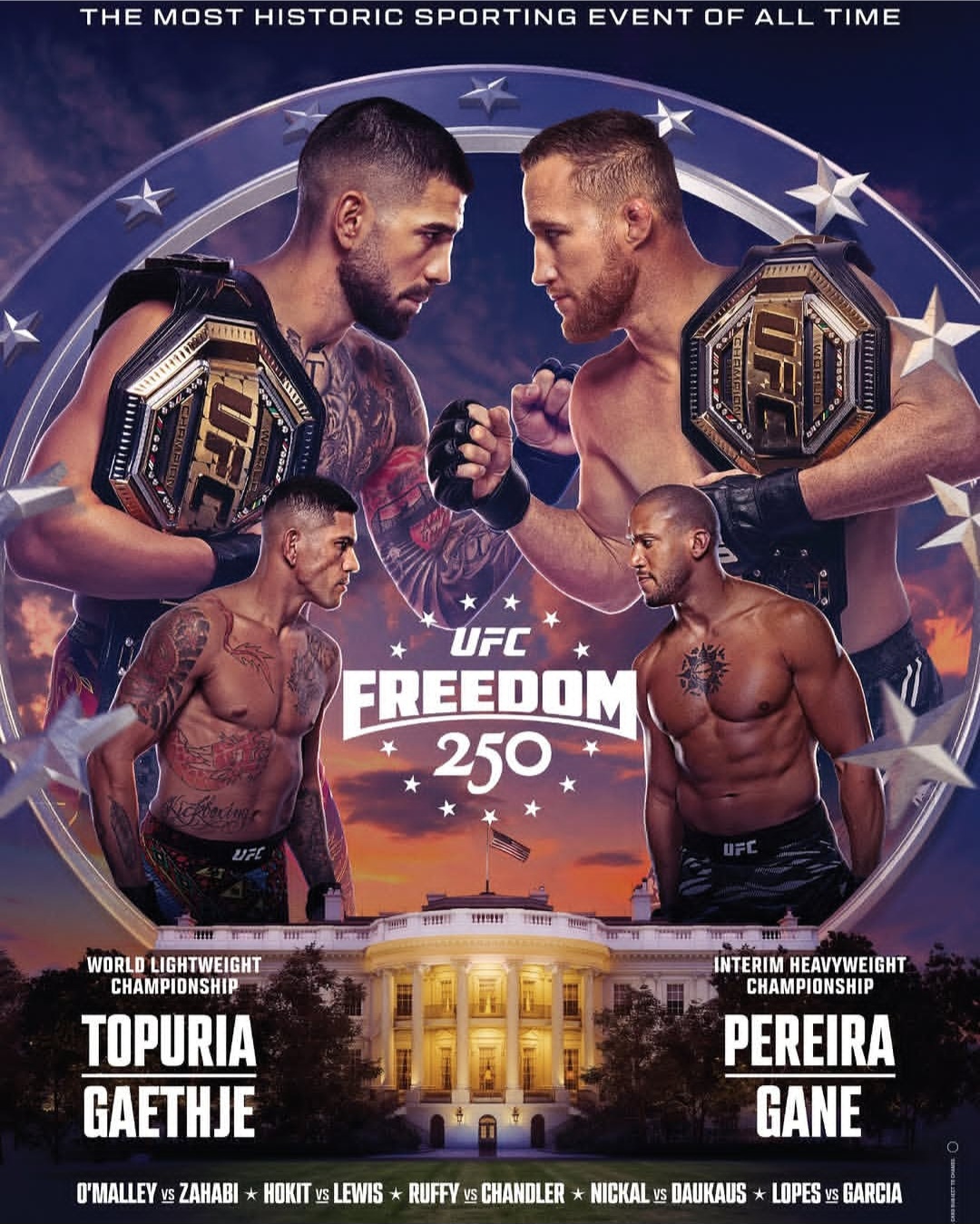 UFC White House.. موعد العرض الكامل وأبرز النزالات والقنوات الناقلة