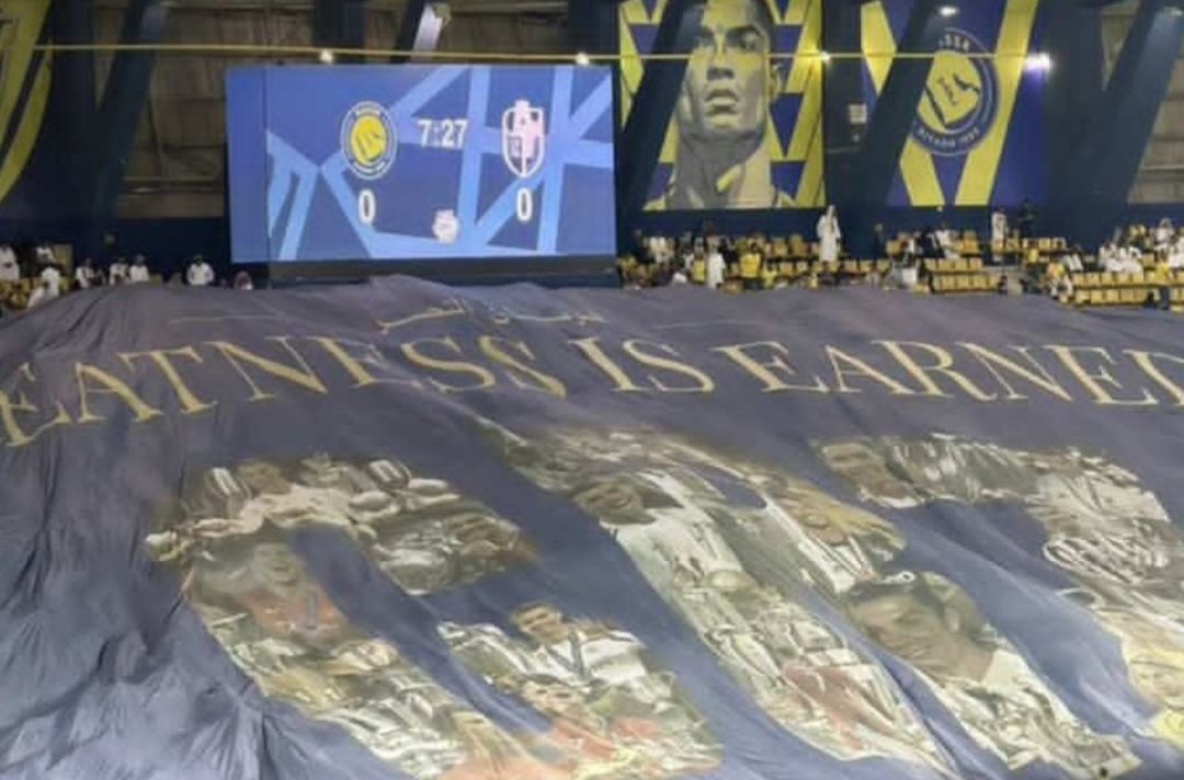 جماهير النصر تدعم رونالدو برسالة خاصة خلال مواجهة الدرعية